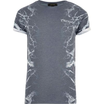 Grey side lightning print T-shirt